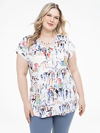 Tunique évasée à manches courtes