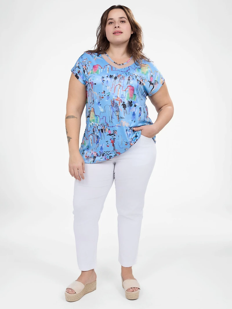 Short-sleeve flared tunic