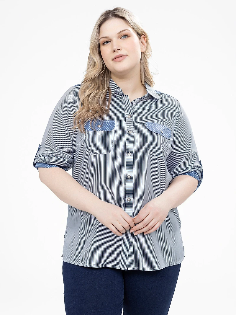 Blouse à manches 3/4 avec boutons