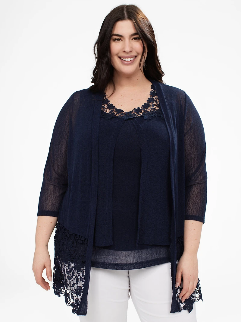 3/4-sleeve semi-fitted cardigan