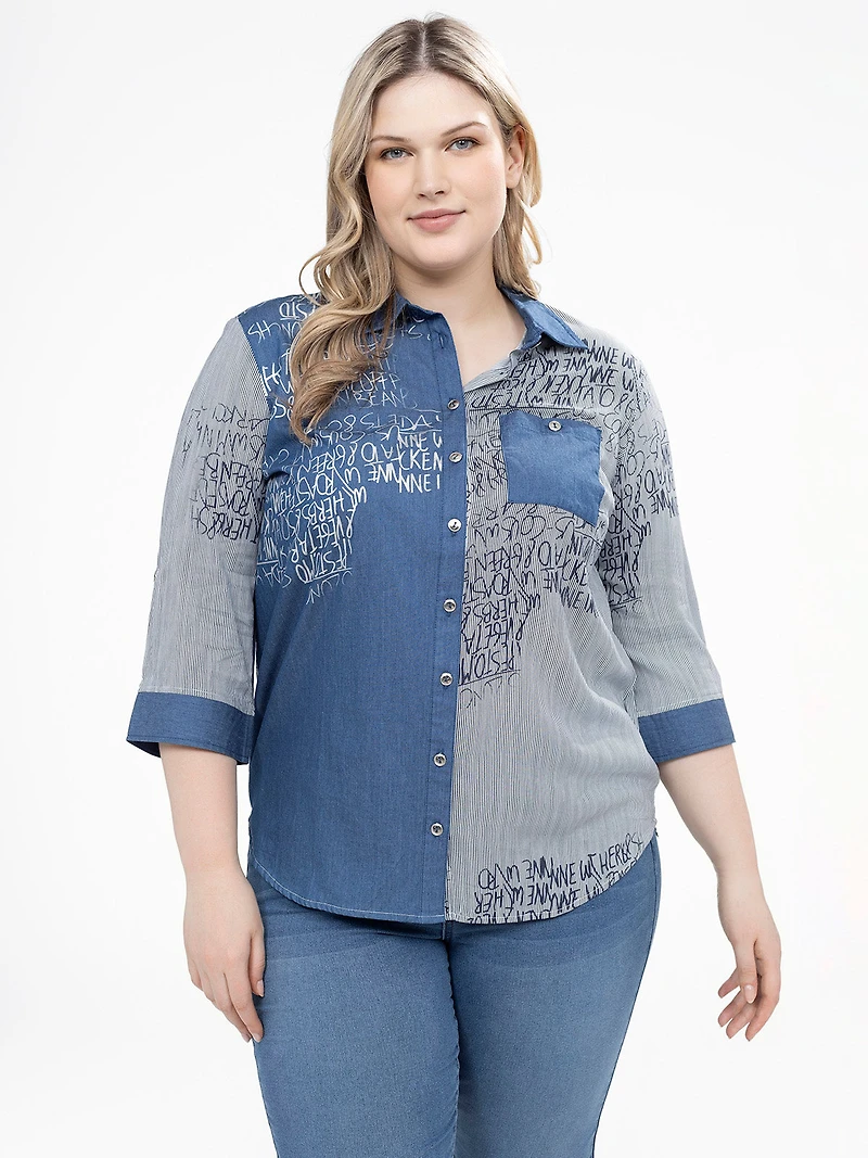 Blouse à manches 3/4 avec boutons