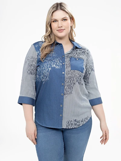Blouse à manches 3/4 avec boutons
