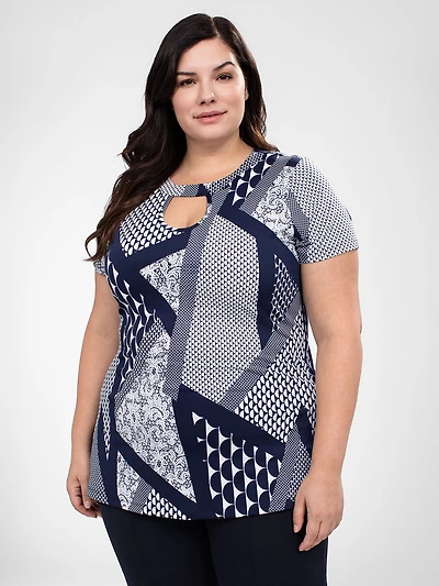 Short-sleeve semi-fitted tunic
