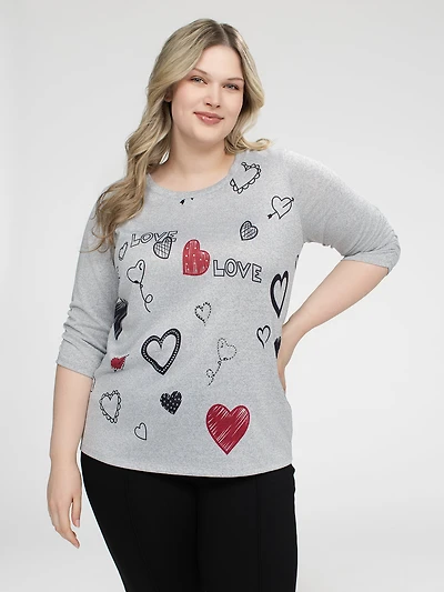3/4-sleeve semi-fitted t-shirt