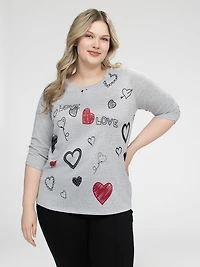 3/4-sleeve semi-fitted t-shirt