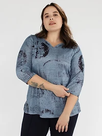 Tunique semi-ajustée à manches 3/4