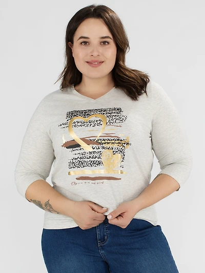T-shirt semi-ajusté à manches 3/4