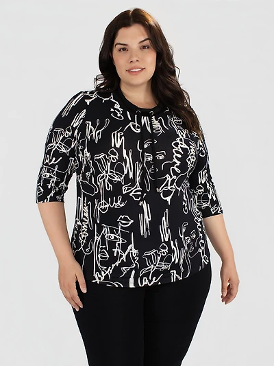 3/4-sleeve semi-fitted t-shirt