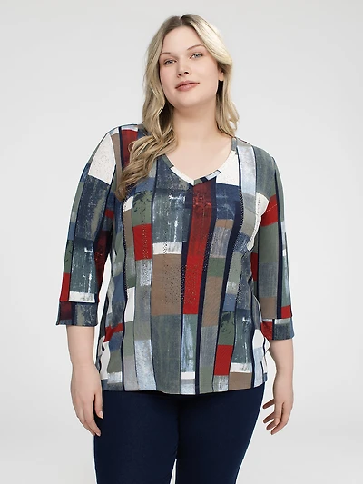 3/4-sleeve semi-fitted t-shirt