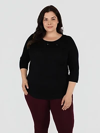 3/4-sleeve pullover sweater