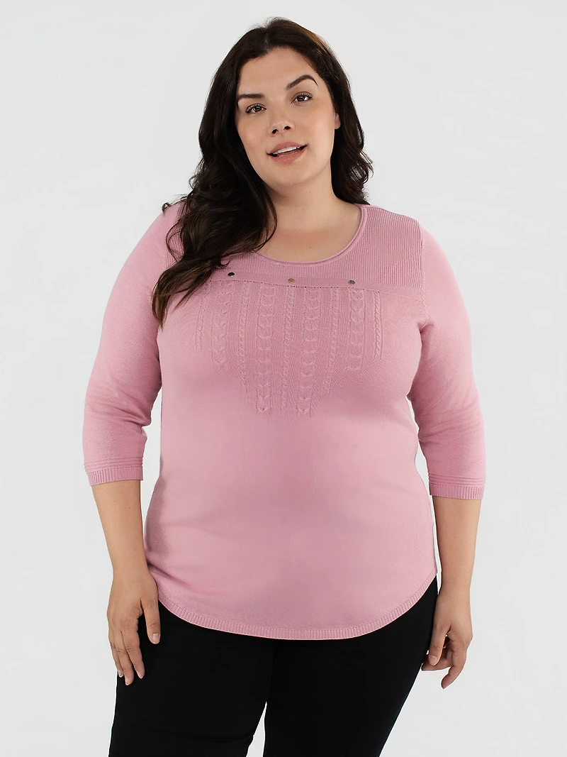 3/4-sleeve pullover sweater