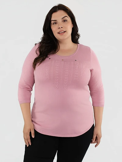 3/4-sleeve pullover sweater