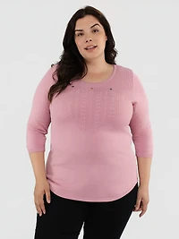 3/4-sleeve pullover sweater