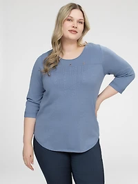 3/4-sleeve pullover sweater