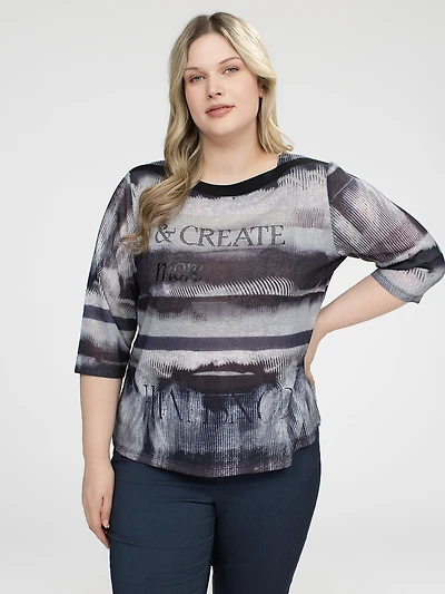 3/4-sleeve semi-fitted t-shirt