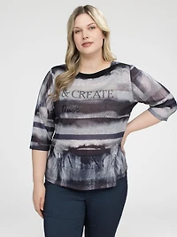 3/4-sleeve semi-fitted t-shirt