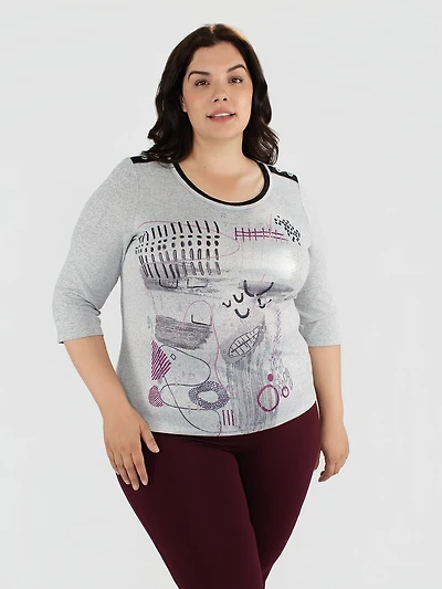 T-shirt semi-ajusté à manches 3/4