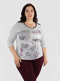 T-shirt semi-ajusté à manches 3/4