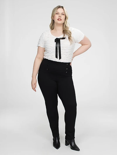 Knit fitted straight pull-on pant