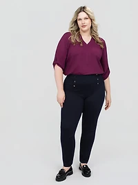 Knit fitted straight pull-on pant
