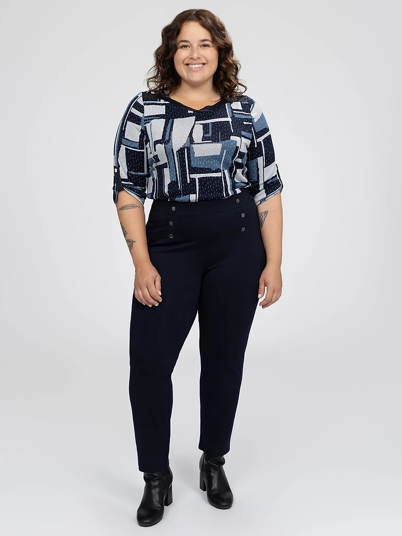 Fitted pull-on straight-leg pant - Peite