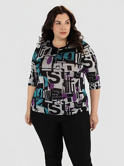 3/4-sleeve semi-fitted t-shirt
