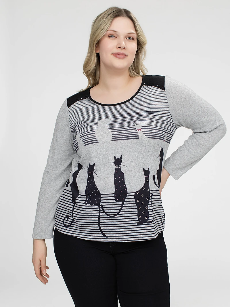 Long-sleeve semi-fitted t-shirt