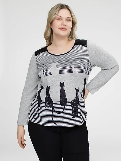 Long-sleeve semi-fitted t-shirt
