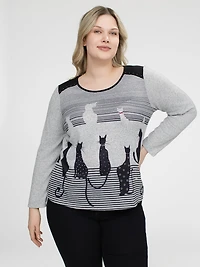 Long-sleeve semi-fitted t-shirt
