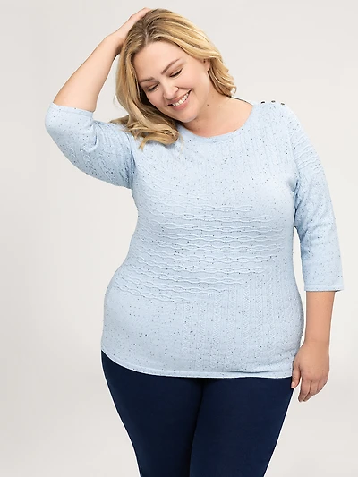 3/4-sleeve pullover sweater