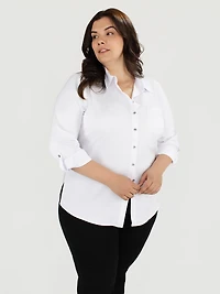 Long-sleeve semi-fitted blouse with buttons