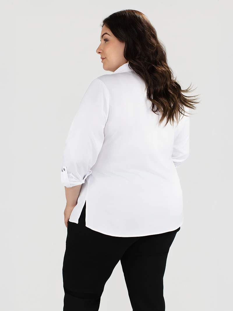 Long-sleeve semi-fitted blouse with buttons