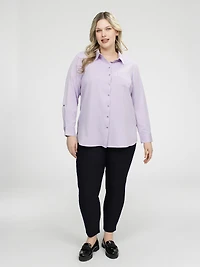 Long-sleeve semi-fitted blouse with buttons