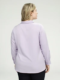 Long-sleeve semi-fitted blouse with buttons