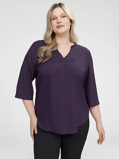 Blouse semi-ajustée à manches 3/4
