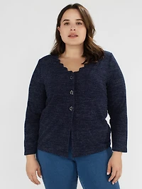 Long-sleeves loose knit cardigan