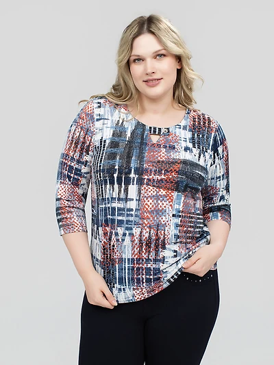 3/4-sleeve semi-fitted t-shirt