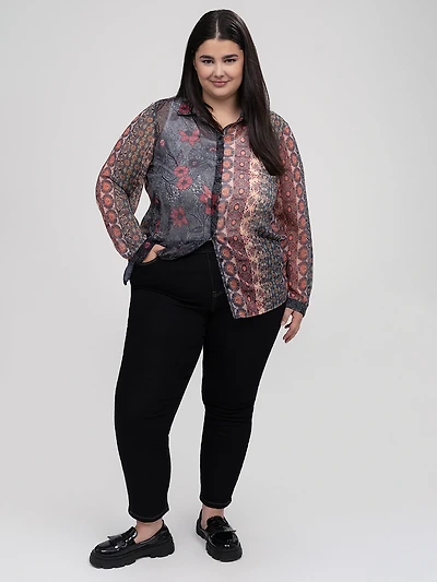 Narrow semi-fitted pull-on jean