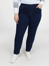 Narrow semi-fitted pull-on jean