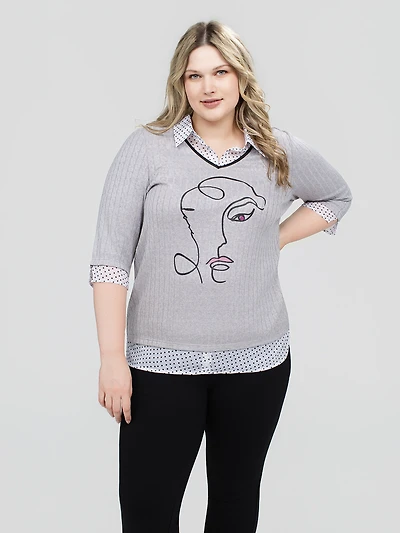 3/4-sleeve semi-fitted fooler tunic