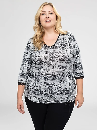 3/4-sleeve semi-fitted t-shirt