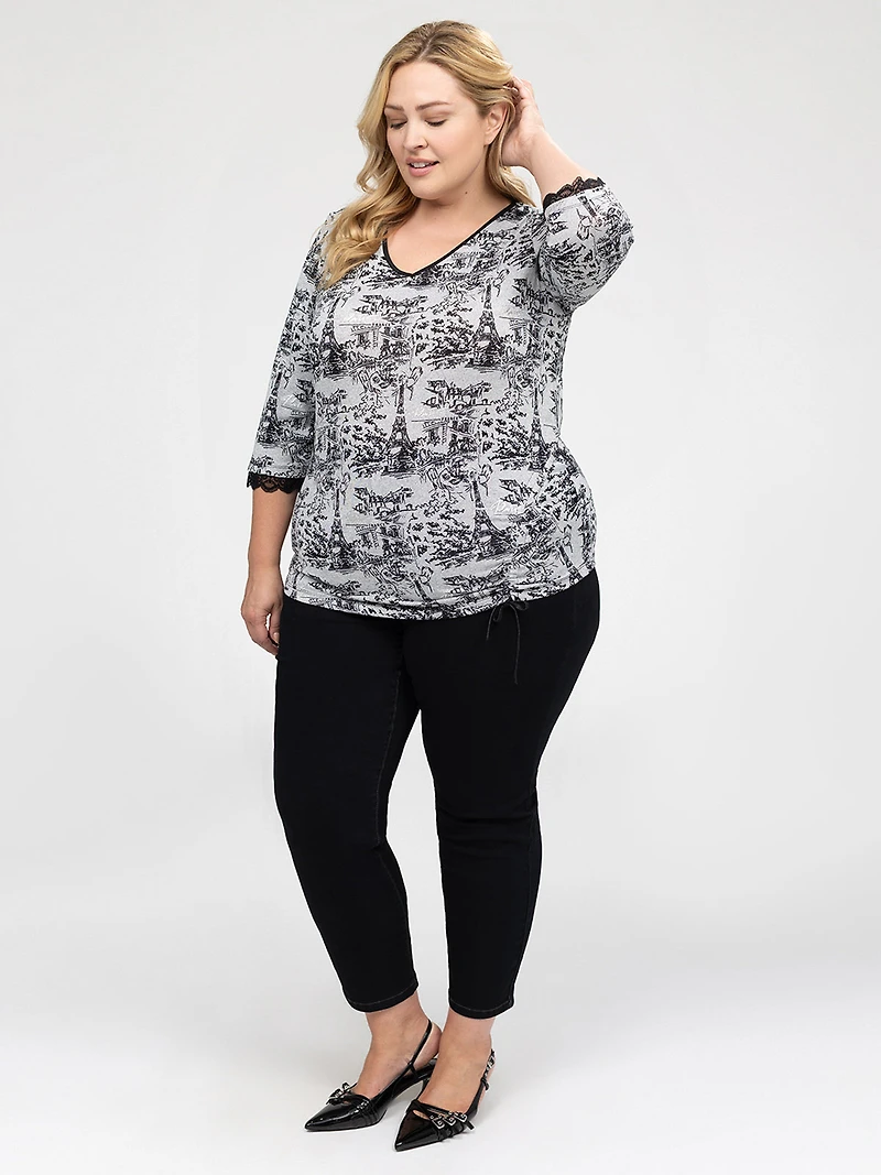3/4-sleeve semi-fitted t-shirt