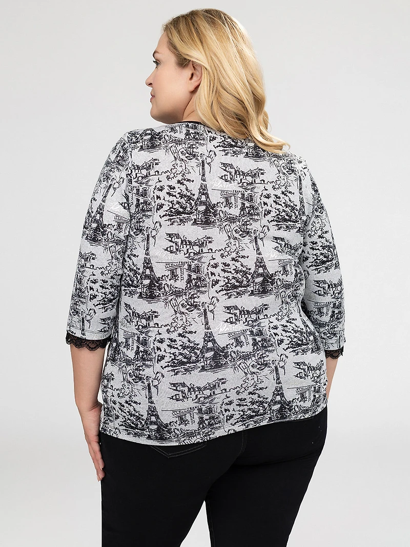 3/4-sleeve semi-fitted t-shirt