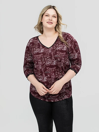 3/4-sleeve semi-fitted t-shirt