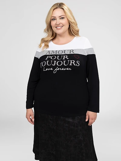 Long-sleeve semi-fitted t-shirt