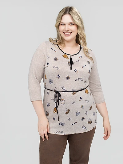 3/4-sleeve semi-fitted tunic