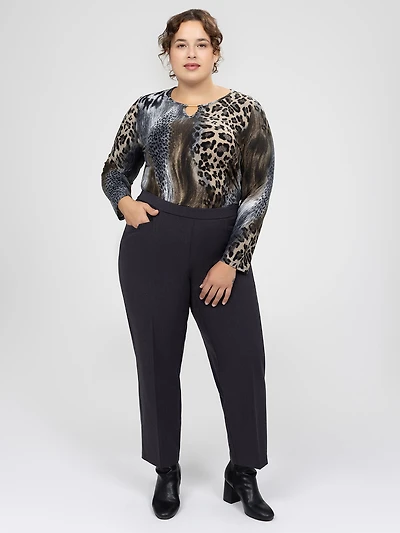 Pantalon habillé droit à enfiler - Petite
