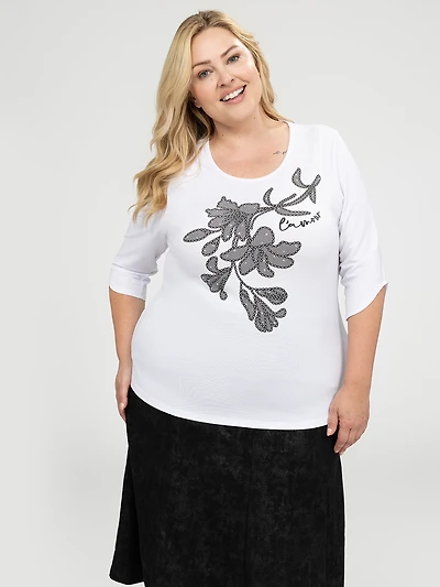 3/4-sleeve semi-fitted t-shirt