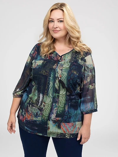 3/4-sleeve loose blouse