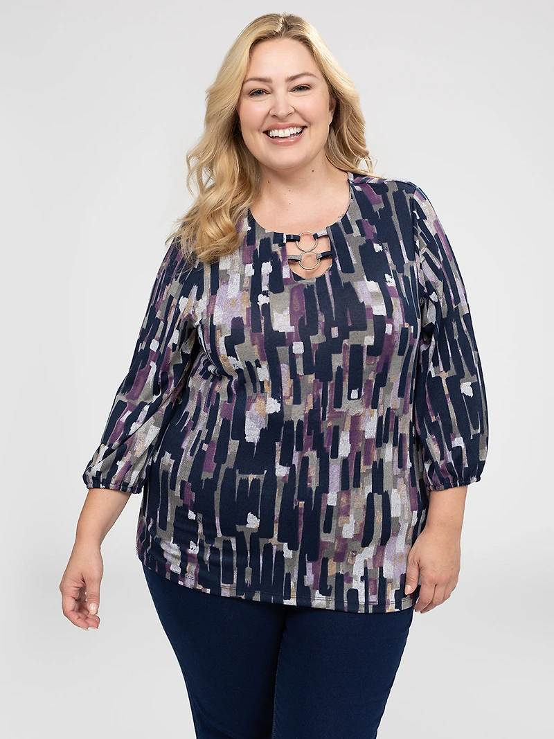 3/4-sleeve semi-fitted t-shirt